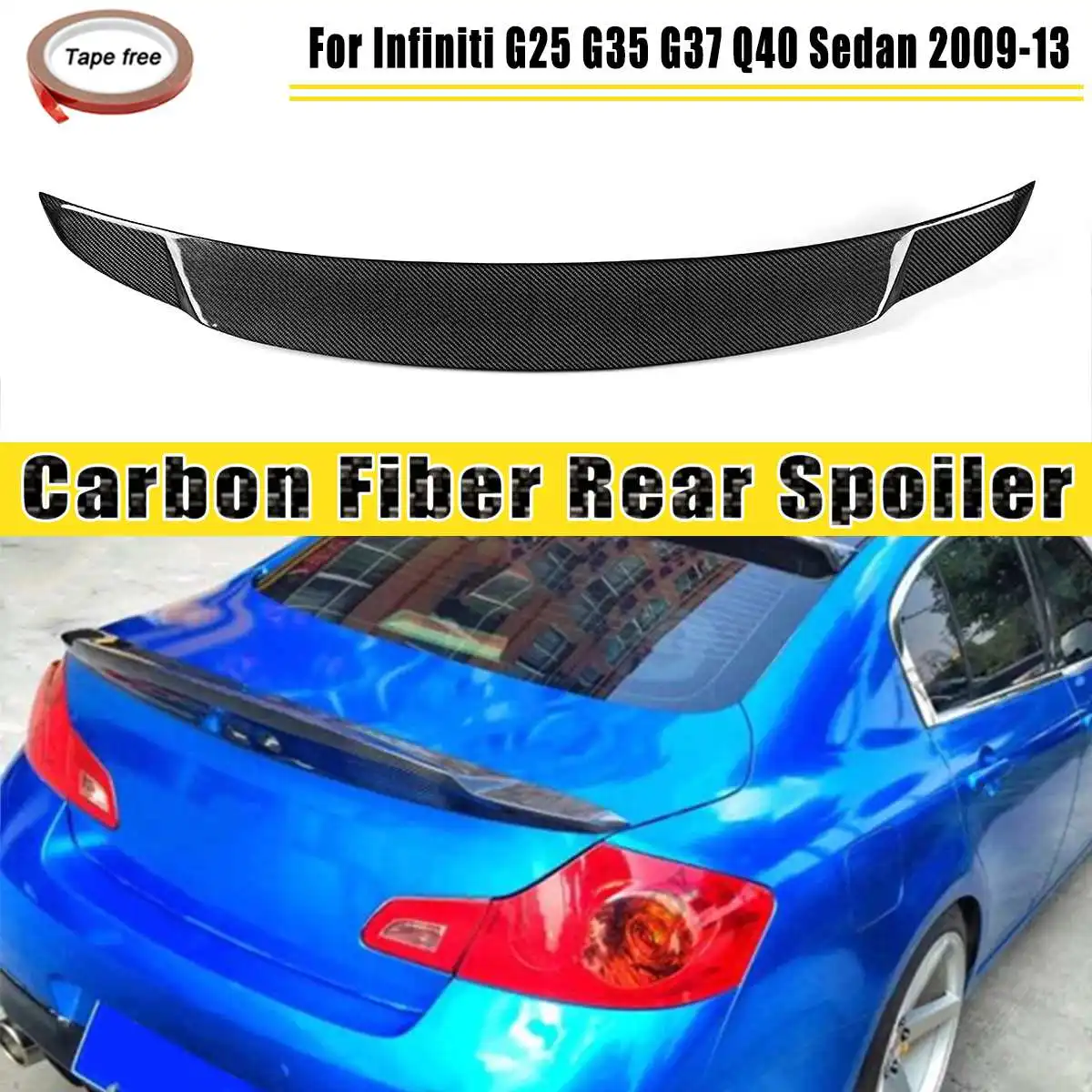 

Real Carbon Fiber Rear Trunk Spoiler Wing For INFINITI G35/G25/G37/Q40 4 Door Sedan 2007 2008 2009 2010 2011 2012 2013 2014 2015