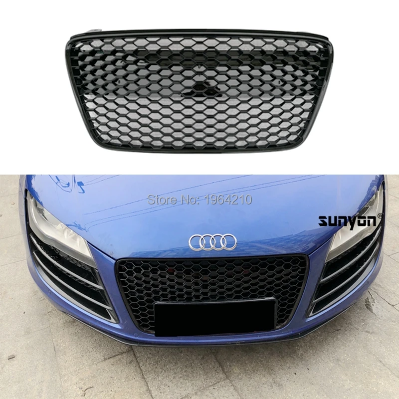 

For Audi R8 2013 2014 2015 2016 2017 ABS Plastic RS Style Grille Modify Front Grilles Front Center Mesh Grills Car Accessories