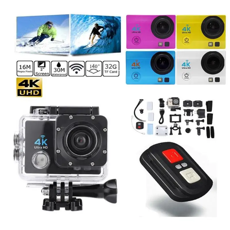 

2.0 inch WiFi 1080P 4K Ultra HD Action Camera 30m Waterproof 140D Lens Sport DVR DV Camcorder with Remote Control