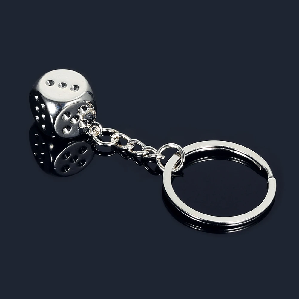 Creative Personality Metal Cool Dice Pendant Keychain For Car Bag