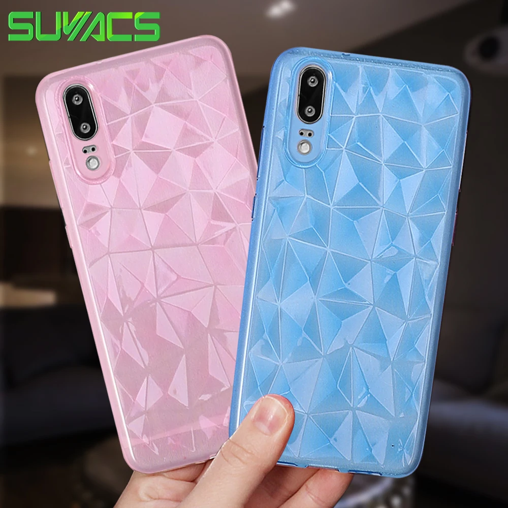 

SUYACS Phone Case For Huawei Honor V10 9I 9N 8X 9 Lite P20 P30 Pro Note 10 Diamond Pattern Transparent Soft TPU Phone Case Coque