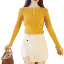 Sweet Thin Section Women's Sweaters And Pullovers Autumn Korean Wrinkled Round Neck Slim Bottom Knitted Sweaters 2018 Pull femme Sweet Thin Section Women's Sweaters And Pullovers Autumn Korean Wrinkled Round Neck Slim Bottom Knitted Sweaters 2018 Pull femme