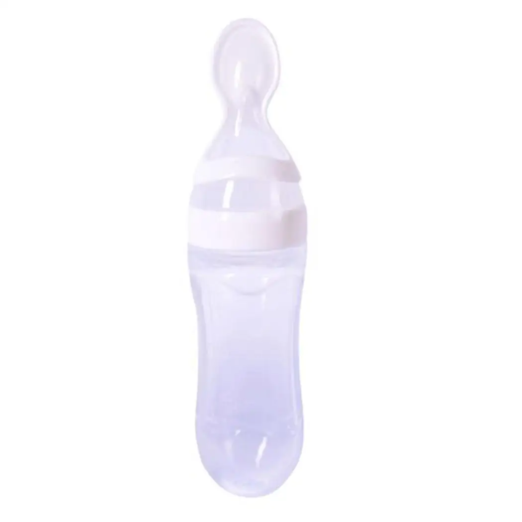 90g Blue Feeding White Green 90ml With Spoon Baby Rice Yellow Cereal Geometric Bottle Silicone Food Pink Squeeze Feeder