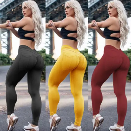 

Women High Waist Stretch Soft Fitness Leggings Gym Running Stretch Sports Trousers Khaki Black Gray Coffee Burgundy Leggings