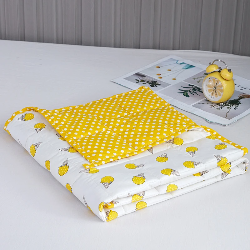 

Summer New Ice Cream Printing Pattern Yellow Child Gravity Blanket Weighted Blanket Insomnia Conditioning Quilt 90*120cm