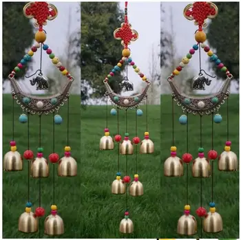 

Lucky Elephant Wind Chimes Copper Outdoor Living Wind Chimes 6 Bells Outdoor Living Yard Garden Decor