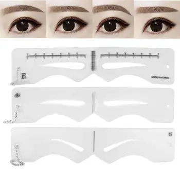 

12pcs Eyebrow Template Plastic Eyebrow Tattoo Cards Grooming Stencil Elastic Belt Stencils Grooming Tattoo Kit Makeup