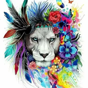 

Diamond Painting DIY 5d Colored feather Tiger Full of Crystals in the Living Room square/round drill Diamond embroidery kits 3D