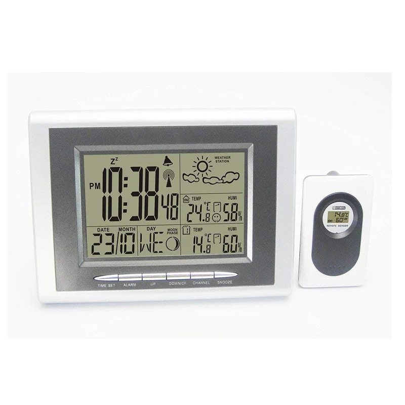 

Digital Wireless Weather Station Indoor Outdoor Thermometer Hygrometer Digital Sauna Temperature Alarm Clock 1 Transmitters New