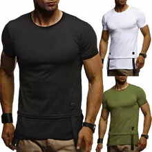 Новые стильные модные однотонные мужские облегающие Короткие рукава для тренажерного зала повседневные баскетбольные майки с круглым вырезом