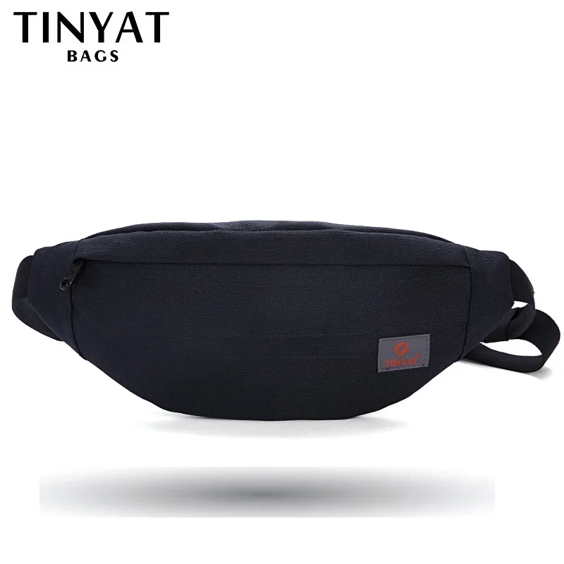 TINYAT جديد الرجال عارضة الخصر حقيبة ظهر العلامة التجارية قماش الكتف فاني حزم النساء حقيبة بحزام الحقيبة للمال الهاتف الأسود بوم الورك حقيبة