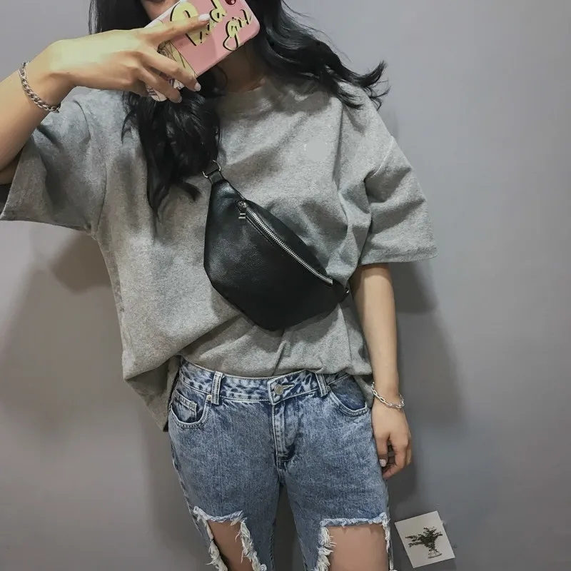 

TVVOVVIN 2019 Spring Summer New Pattern Solid Color Matel Chain Belt Zipper Open PU Fabric Ladies Fashion Waist Bag Q021