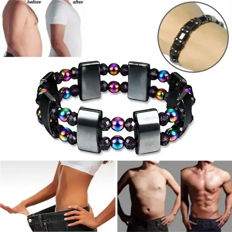 

Round Black Magnetic Hematite Stone Beads Weight Loss Therapy Bracelet Health Care Biomagnetism Magnet Reduce Weight Hand Made