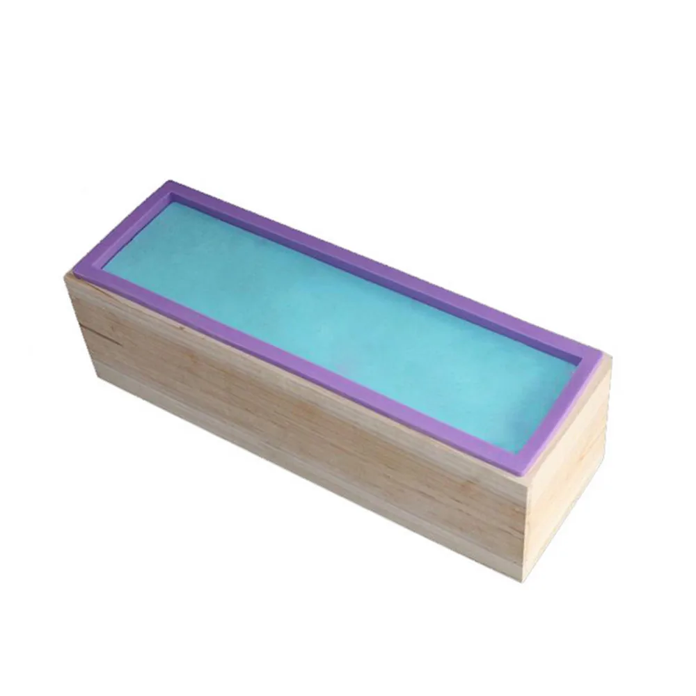 

Silicone Soap Mold With Wood Box 3D 28*9*8CM Large Soap Making Moulds DIY Handmade Loaf Mould For 1200g Soap Cake Rectangle 3