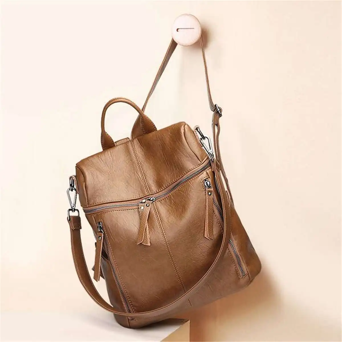 

2019 Vintage Women Backpack Genuine Leather School Backpacks for Teenage Girls Shoulder Bag Female Large Capacity Travel Bags