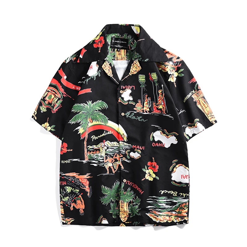 Гавайская рубашка одежда 2019 Лето остров печать с коротким рукавом праздник Случайные Свободные майка большого размера удобные