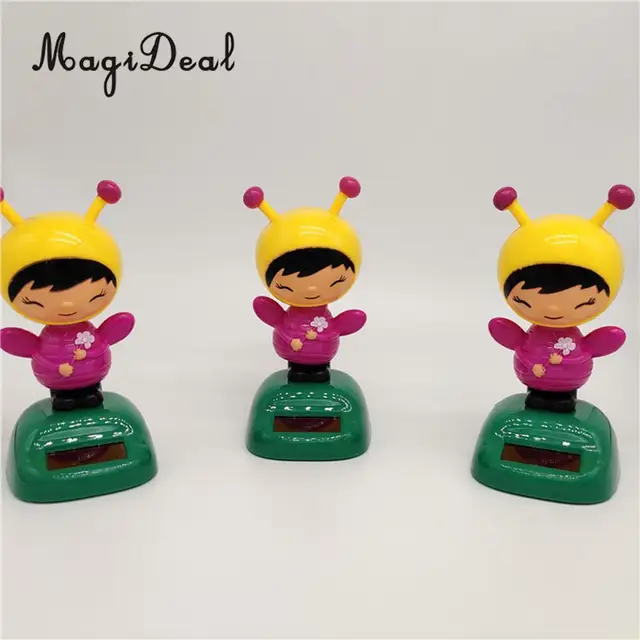 Dancing Bee Girl Figure Model - Solar Power Model Doll Figurine Statue Kid Educational Science Toy Gift Home Decor 1