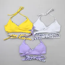 Swimwear Women Chest Bandage Cross Swimsuit Solid Push Up Low Waist Bikini Set String Mini Bathing Suit Female Sexy Bath Biquini