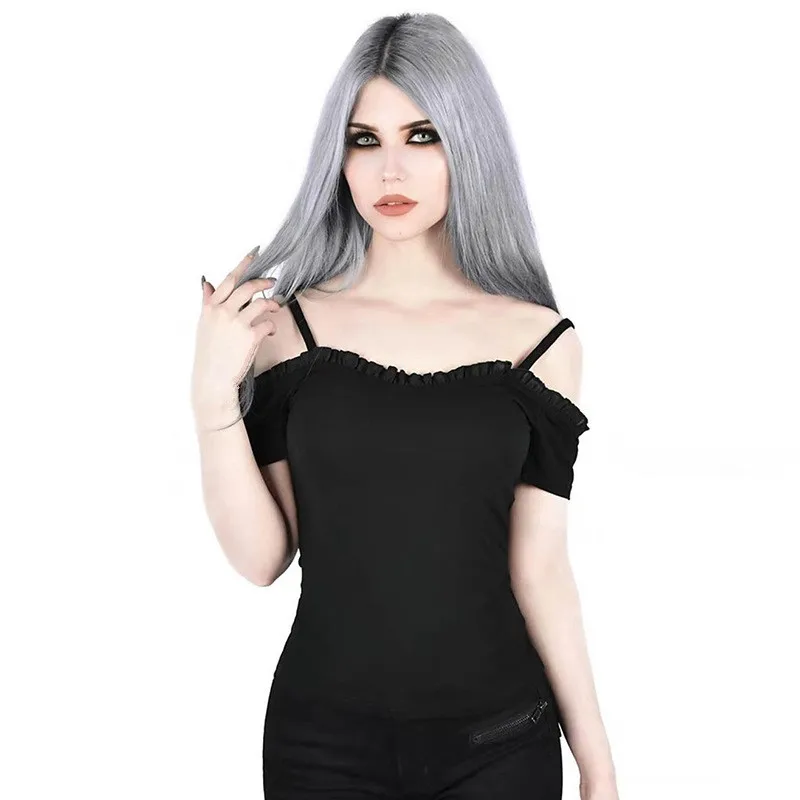 New Spring Spaghetti Strap Women Crop Top Slash Neck Bandage Short Sleeve Sexy T-Shirt