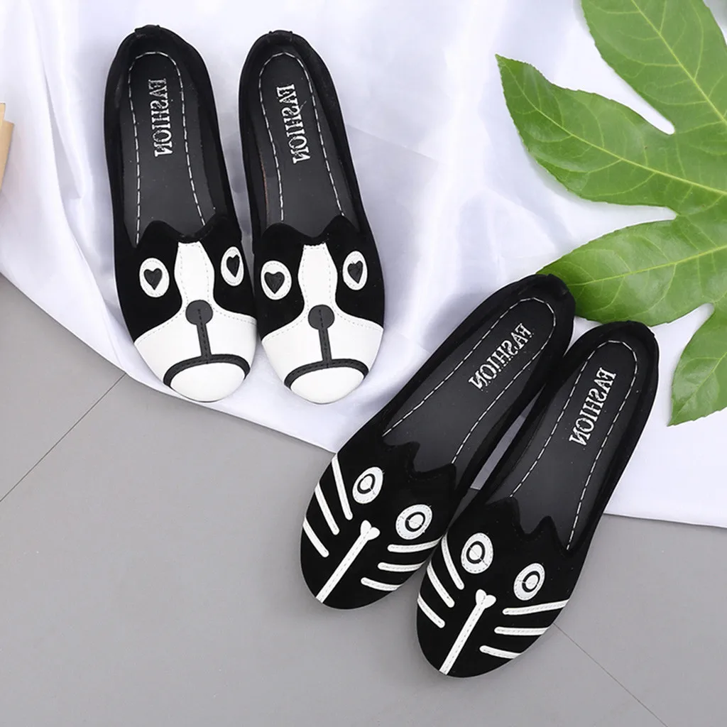 

2011 Women's Round Toe Heel Cartoon Animal Casual Loafers Shoes Women Shoes Heel Slippers Doug Single Woman # 91