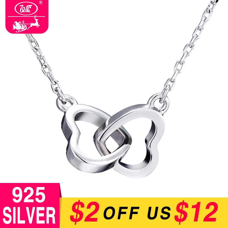 wk tiny heart necklace 925 sterling silver necklace women chain