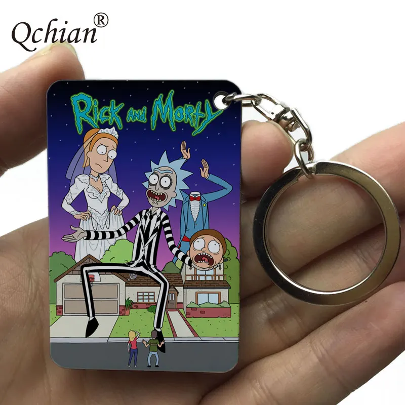 

Rick and Morty Keychain for Men Rick and Morty Key Chain Action Figure Collection Model Toy Q vision keyring