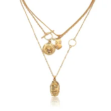 UOTOP Ретро многослойное ожерелье с подвеской в виде Иисуса для женщин, длинное ожерелье с фигурной резьбой для контура лица, подвеска в виде Аватара, ювелирное изделие