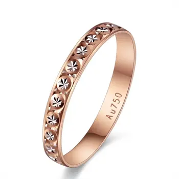 

NEW Pure 18K Multi-tone Gold Ring / Star Carved Ring Band Size: 3