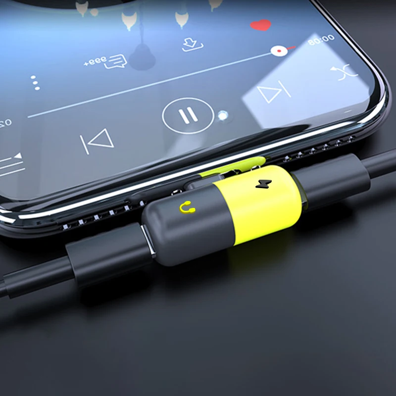 2 in 1 Dual Audio Charging Adapter For iPhone X 7 8 Plus Headphone Adapte Converter for IOS Audio USB Charger Splitter Connector 2 in 1 Dual Audio Charging Adapter For iPhone X 7 8 Plus Headphone Adapte Converter for IOS Audio USB Charger Splitter Connector