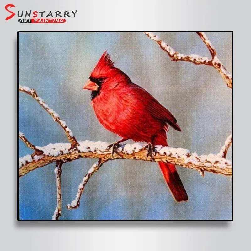 Full Drill Round Diamond 5D DIY Diamond Painting Curious Red Cardinal