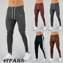 Для мужчин Спорт Штаны сбоку полосой Длинные брюки костюм Фитнес тренировки джоггеры тренировочные штаны М до XXXL
