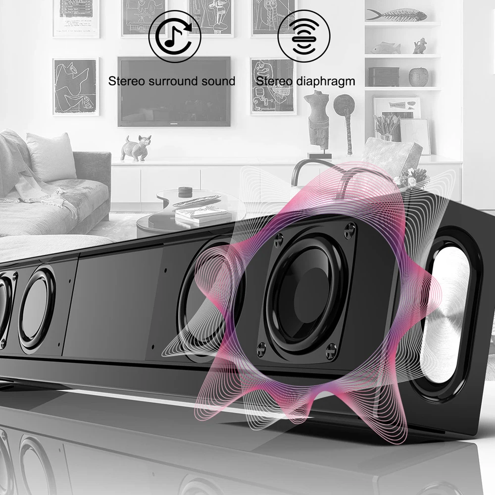 BT бас громкий динамик Дистанционное управление Стерео Bluetooth TF карта домашний ТВ