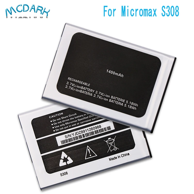 Высококачественная аккумуляторная батарея Mcdark 1400 мАч для Micromax S308|Аккумуляторы