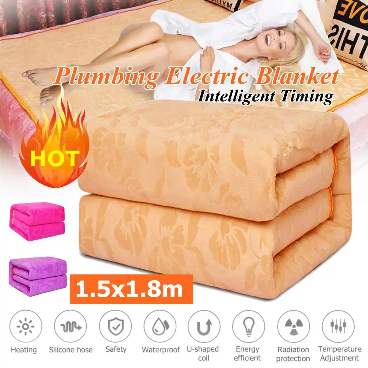 

150x180cm Water Heated Flannel Blanket 9 gear Temperature control timing Warm Blanket For Home Office use