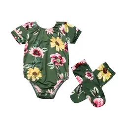Summer Infant для маленьких девочек цветочный комбинезон одежды снаряжение + набор носков