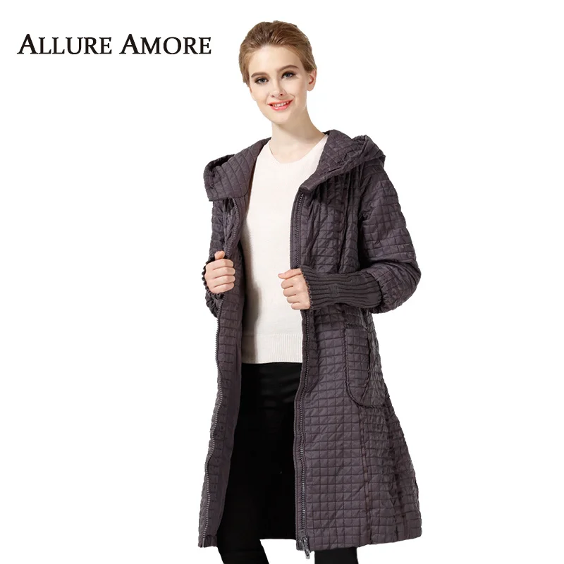 Vente Parka femme chaud hiver Plaid manteau longue grande taille veste femme décontracté ample coton rembourré à capuche manteaux femme AllureAmore