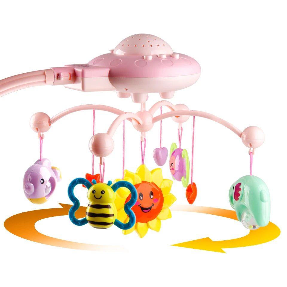 FBIL-детская погремушка, детские игрушки для 0-12 месяцев, детская кроватка, мобильная кровать, колокольчик с музыкой и небом, проекция звезд, детская игрушка для раннего обучения