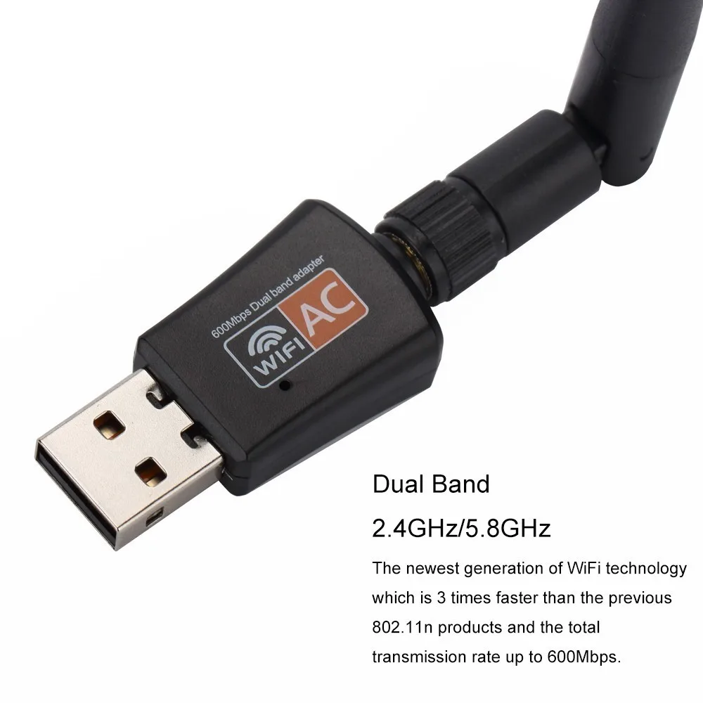 600 Мбит/с USB беспроводной WiFi адаптер для рабочего стола Daul Band 2 4 ГГц/5 ГГц 433 802 11