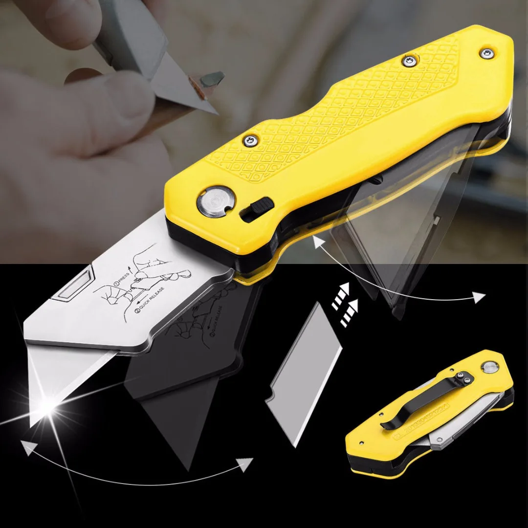 

Newest Folding Utility Cutter Quick-change + 5 Blade For Cutting Box Paper Leather