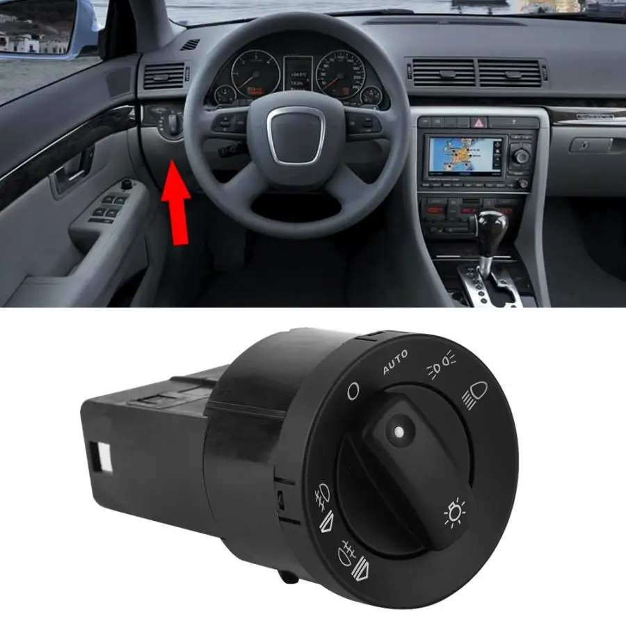 

12V Car Auto Electric Headlight Switch Kit Head Light Lamp Control Switch For Audi Car A4 B6 8E0 941 531 B Car switch button New