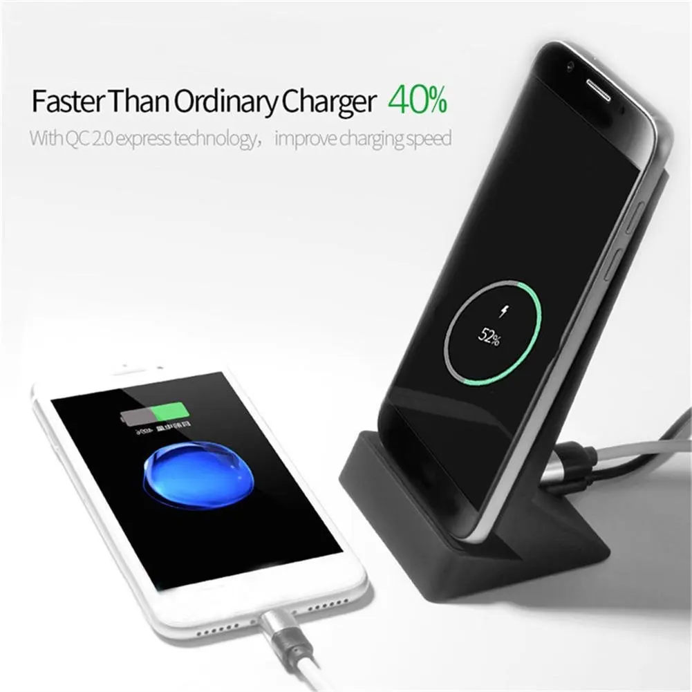 Qi Быстрая зарядка Беспроводная W9 подставка 2 0 5 В/2A 9 В/1.67A для Iphone 8 10 X Samsung S6 S7 S8