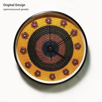 

New 3D Wall Clock Handmade Crochet With Paste Drill Original Design Clock Modern Design Silent Movement Duvar Saati Wall Watch