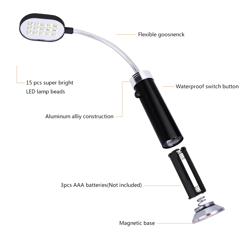 3 шт. светодиодный светильник для барбекю, барбекю, гриля, магнитное основание, гибкое регулируемое использование, супер яркий уличный Ночной светильник, инструменты для барбекю