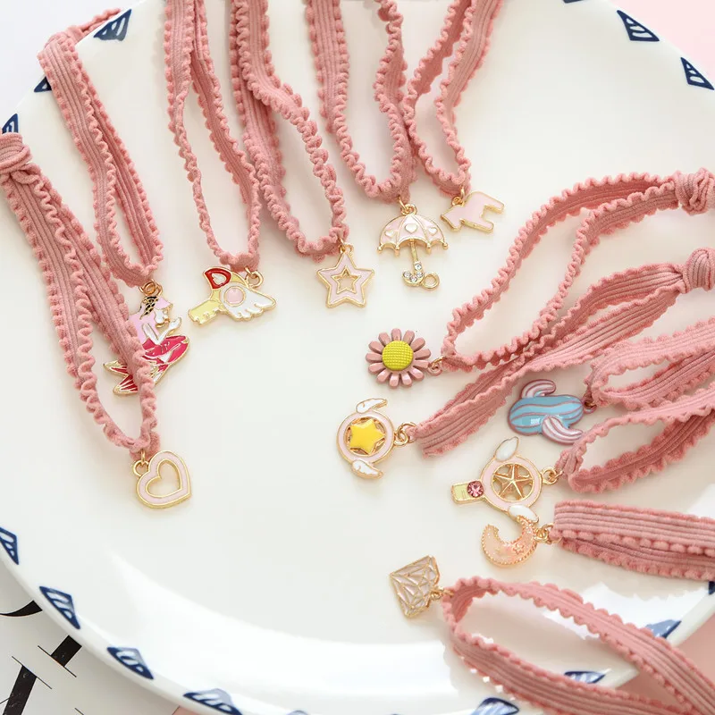 

Anime Card Captor Sakura Sailor Moon Cosplay Costumes Accessories Headwear Cute Girl Pink Lace Rubber Band Hair Band