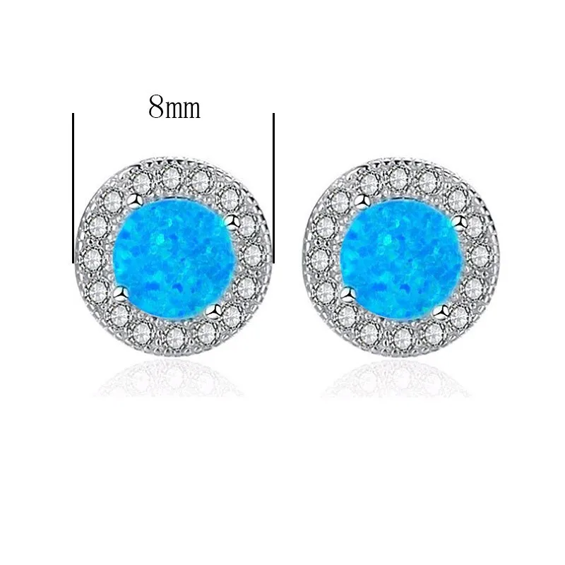 HOT!! AiMolies Oval 5*5mm Blue Opal Sterling Silver Stud Earrings QE0073 | Украшения и аксессуары