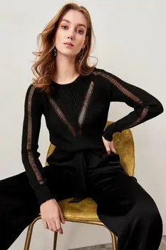 

Trendyol Black Pourer Detailed Summery Knitwear Sweater TCLSS19YP0002