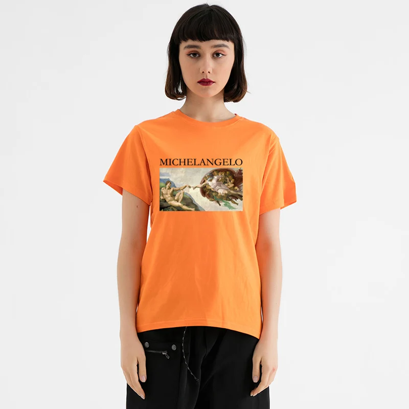 

Zomarzz Vintage Michelangelo Sistina Cotton Women Tshirt Harajuku Ulzzang Tee Shirt Femme Camiseta Mujer