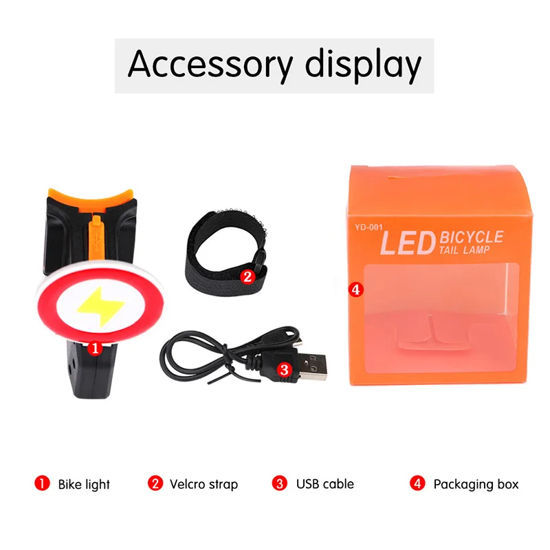 

1*LED Bicycle Taillight Rainproof USB Charging Bicycle Taillight Night Riding Safety LED Warning Light
