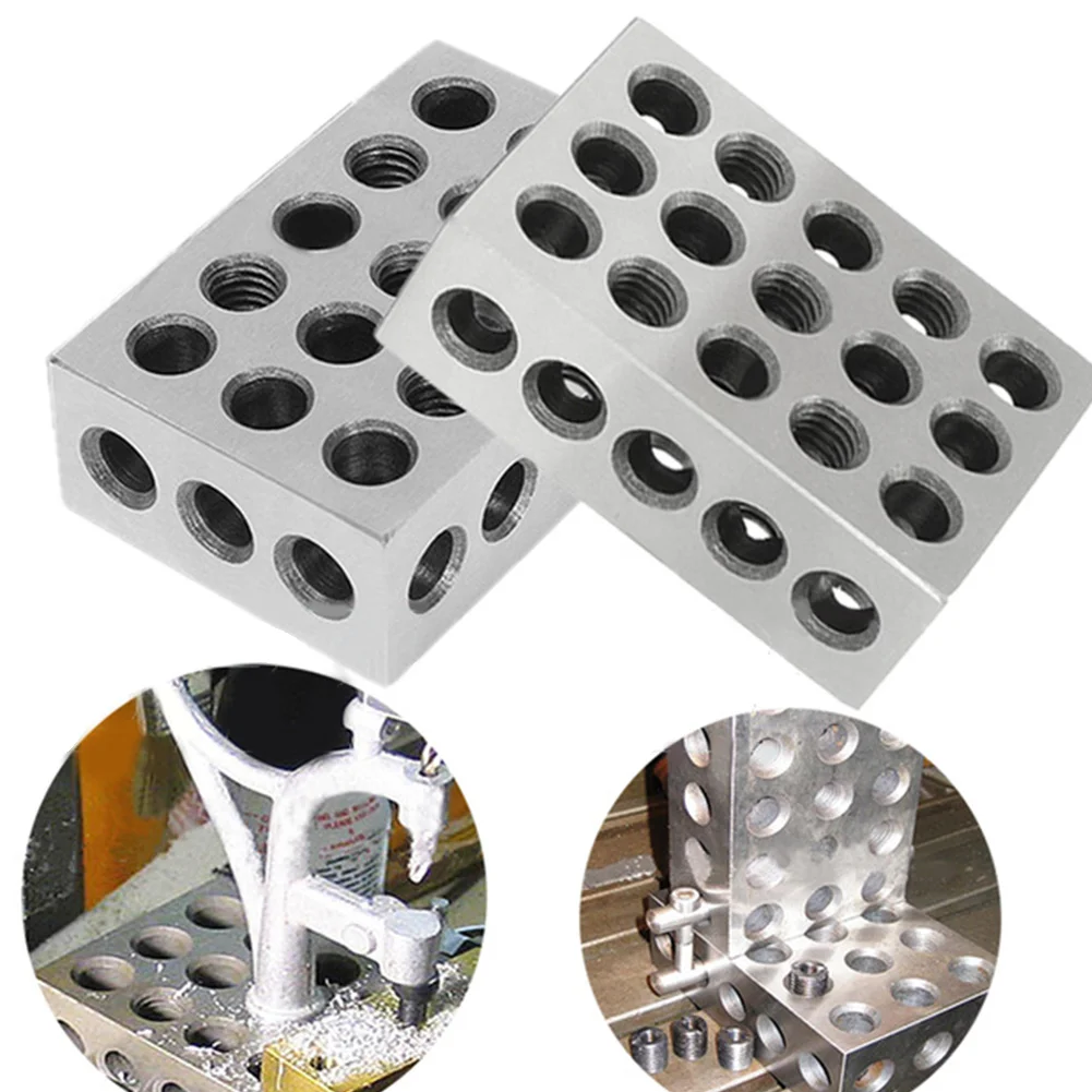 

2pcs/set Hexahedron Precise High Hardness Milling Tool 23 Holes Parallel Block British System Chrome Steel Clamping Durable