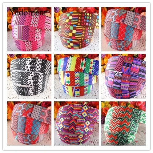 

17013002, new arrival 7/8" (22mm) Geometric patterns printed grosgrain ribbons cartoon ribbon hair accessories 10 yards